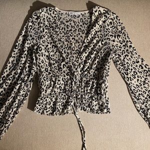 Zara white leopard print top
